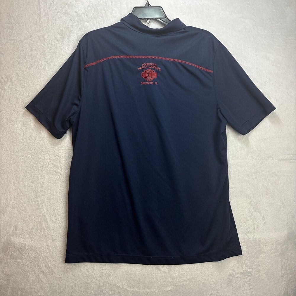 Harley Davidson Motorcycles #1 USA Polo Shirt Navy Blue Mens L Large Sarasota FL - Picture 8 of 9